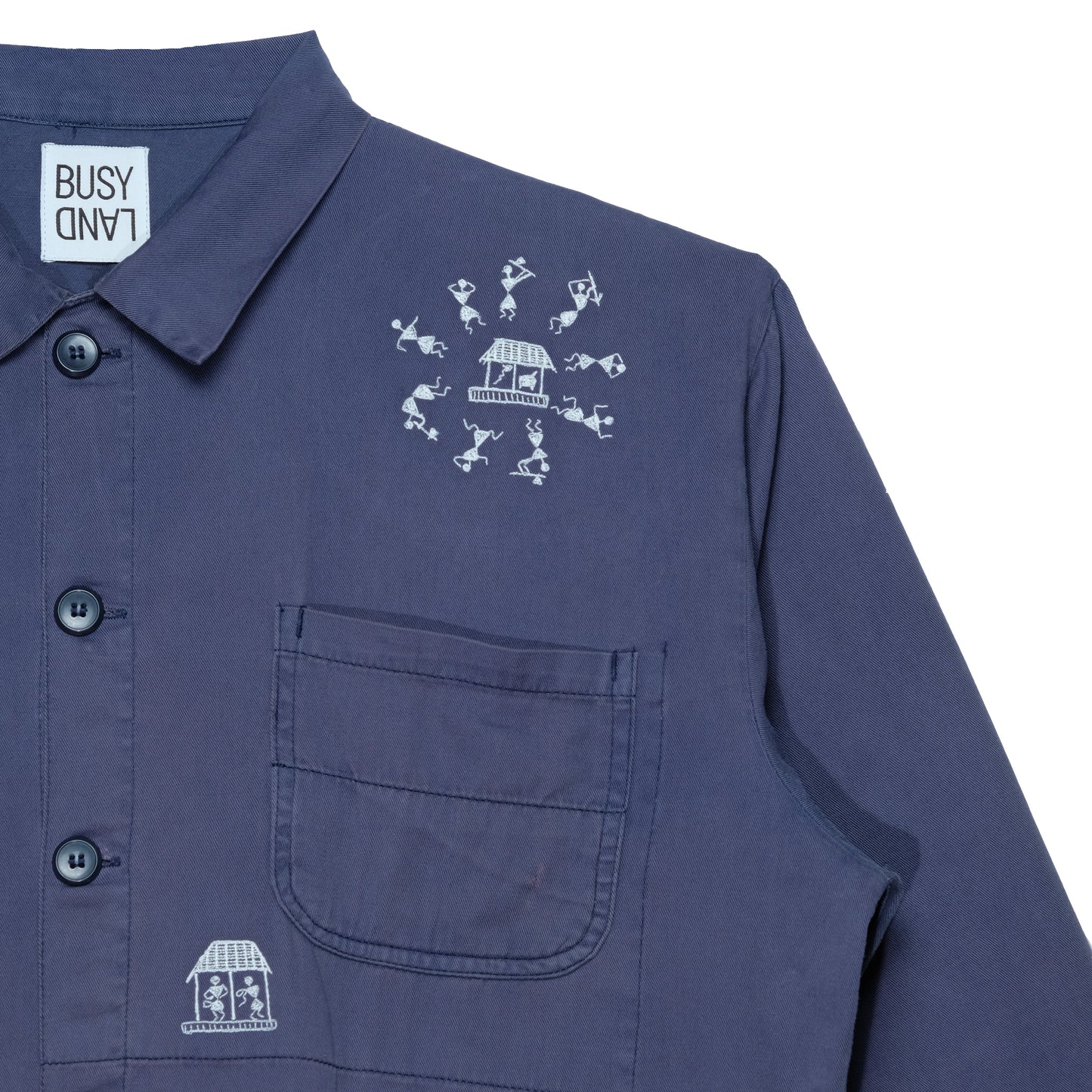 Upcycled Warli Embroidered Chore Jacket