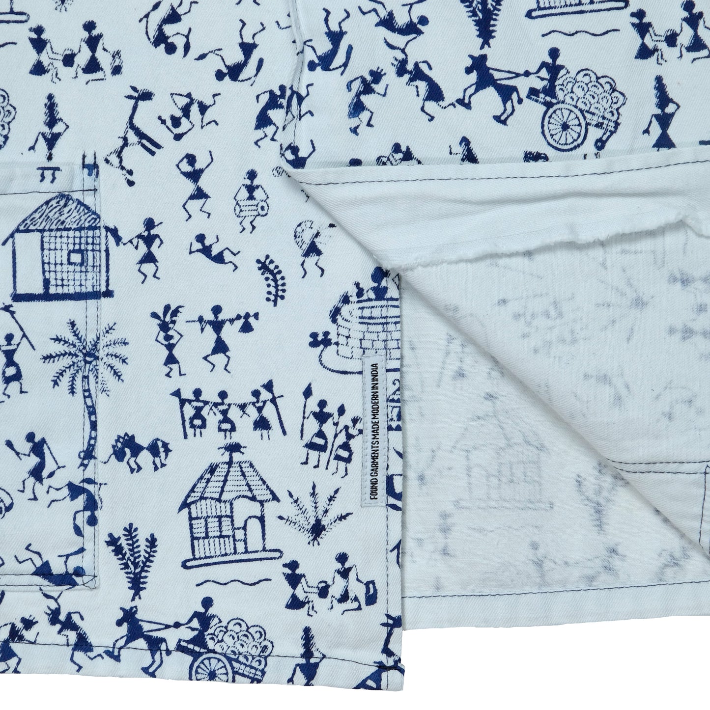 Upcycled Warli Block Printed Chore Coat