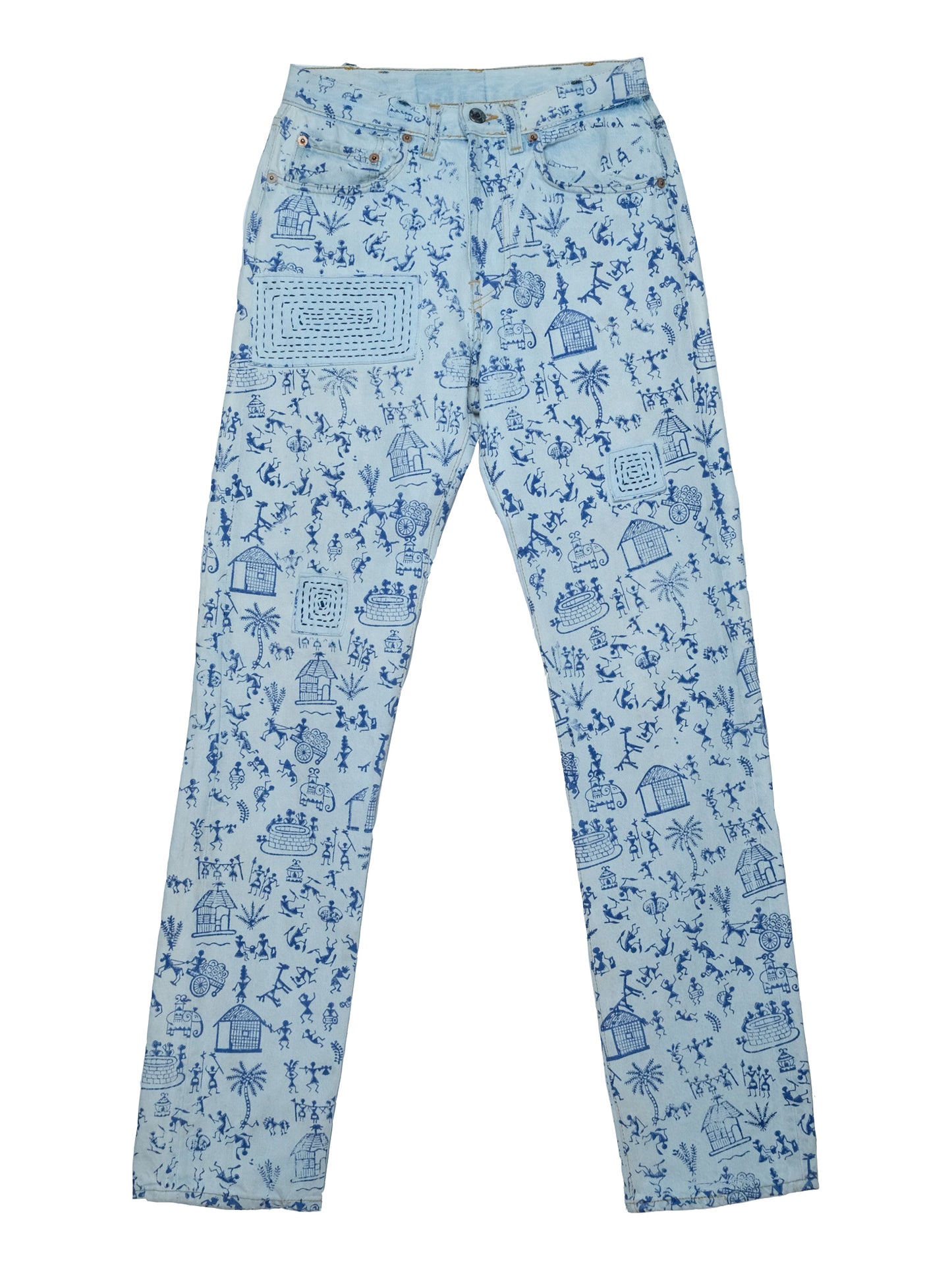 Upcycled Warli Hand Blocked Jean