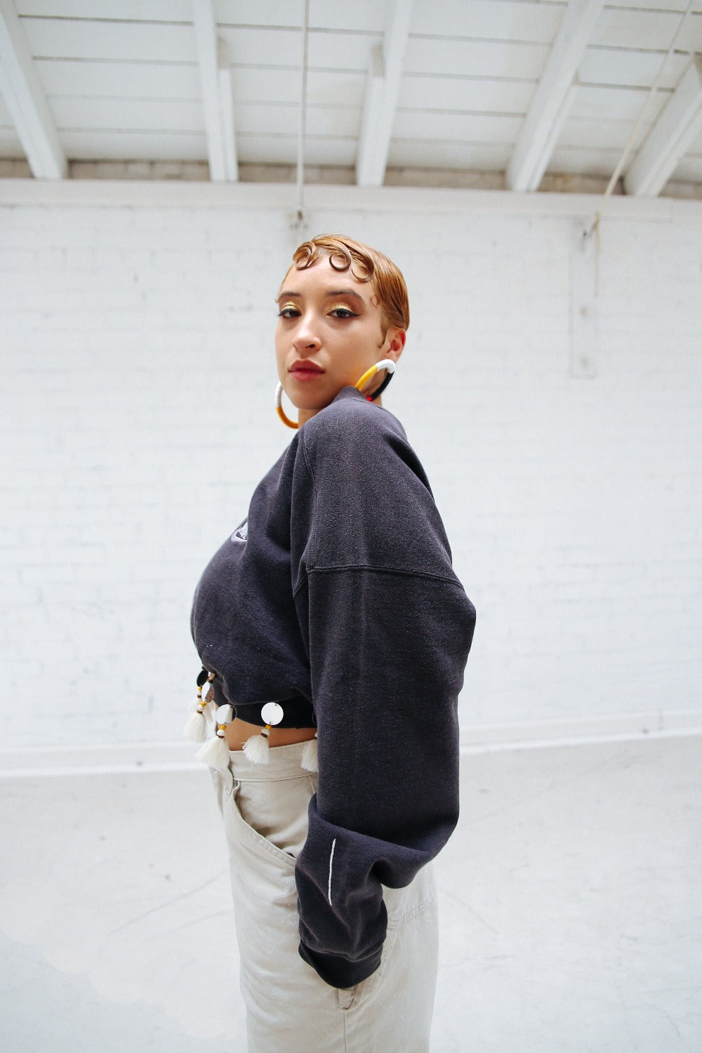 Tassel Cropped Sweatshirt