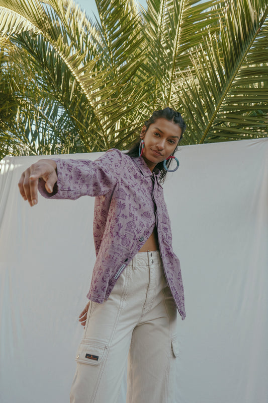 Upcycled Warli Block Printed Chore Coat