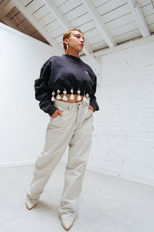 Tassel Cropped Sweatshirt
