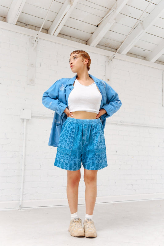 Block Printed Elastic Waist Short