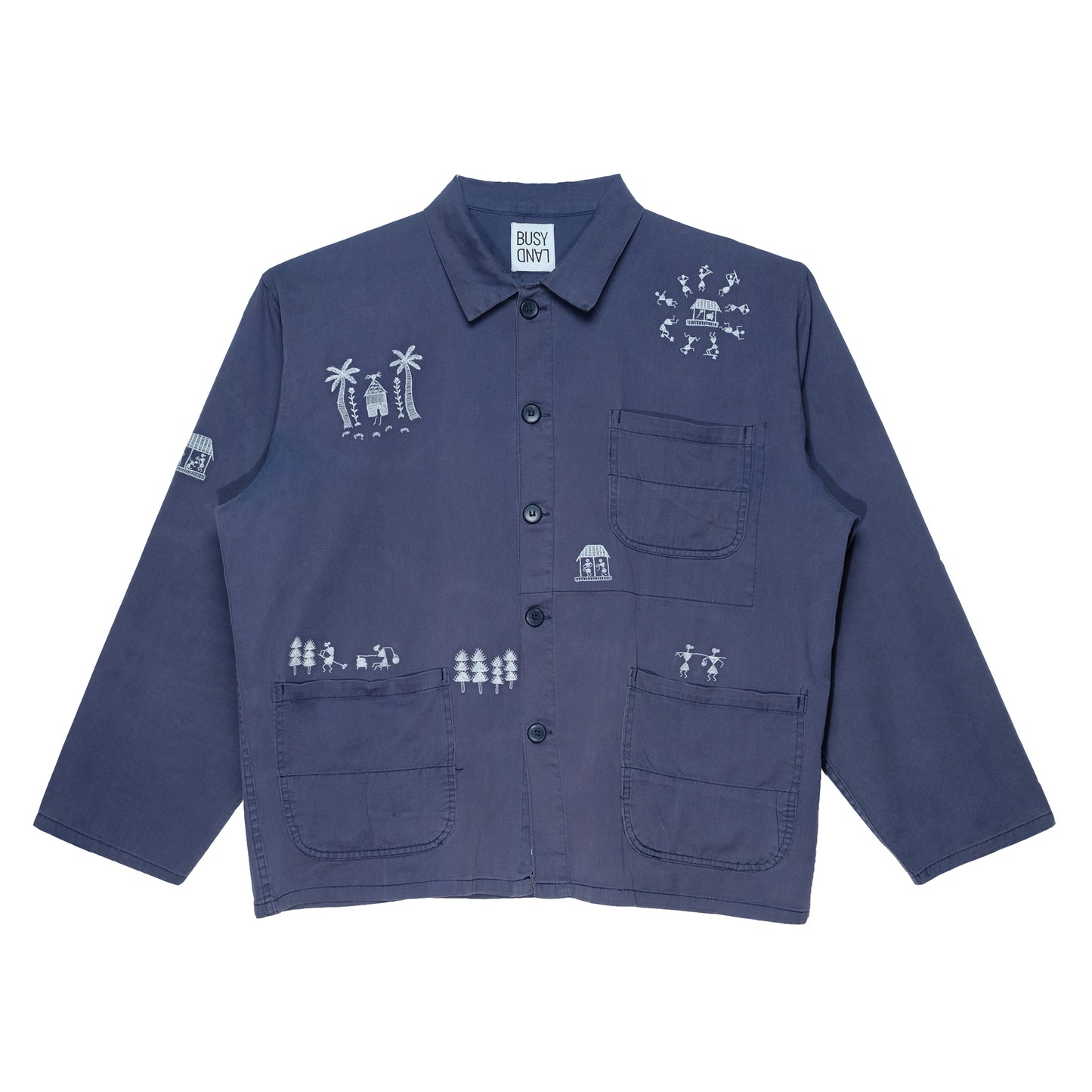 Upcycled Warli Embroidered Chore Jacket